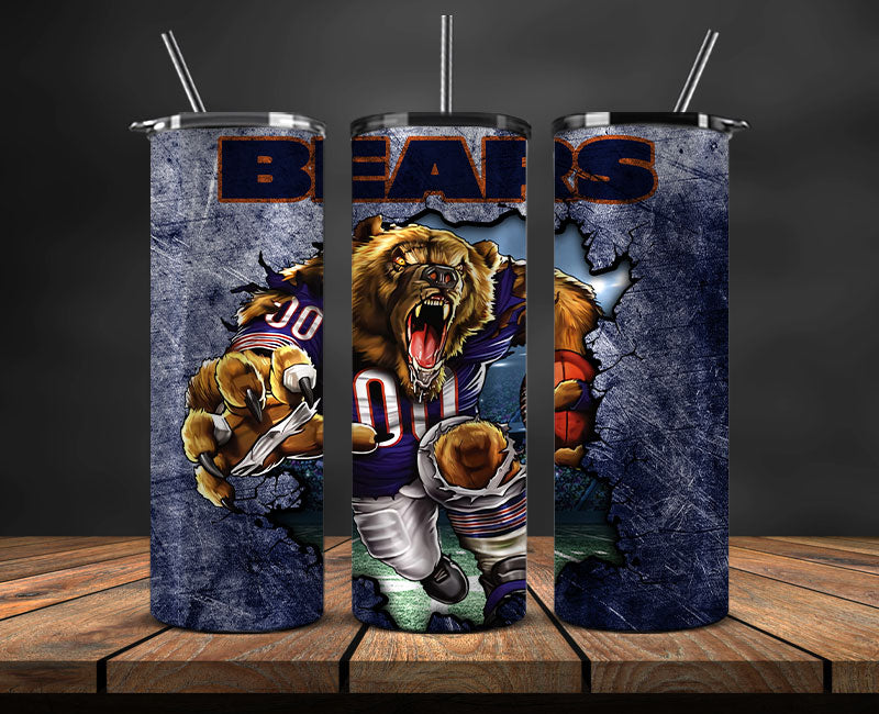 Team Bears Football Png, Football Tumbler Wrap 06