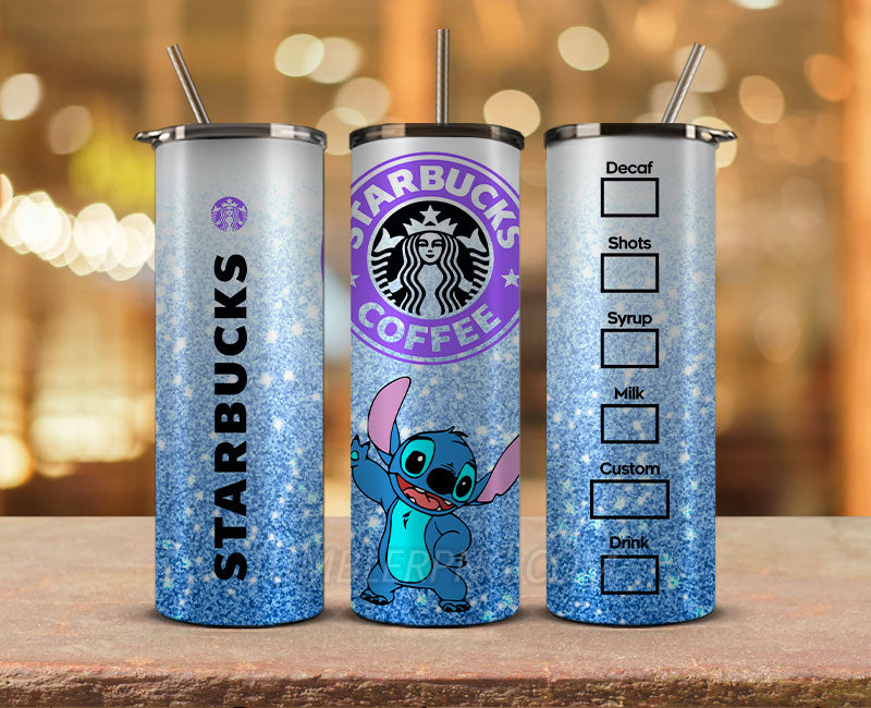 Stitch Starbucks 20oz Tumbler Png,20 oz Skinny Tumbler Wraps, Stitch Tumbler Wrap 08