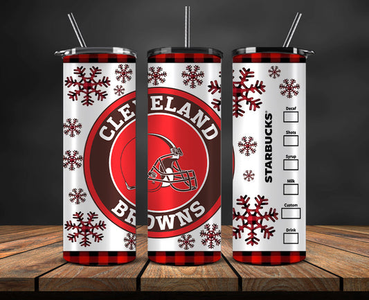 Cleveland Browns Christmas Tumbler Png,NFL Merry Christmas Png, NFL Christmas Tumbler Wrap 08