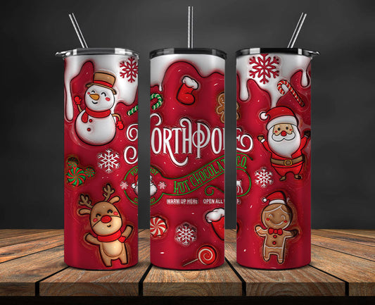 Christmas 20oz Tumbler Wrap PNG, Christmas 3D Inflated Puffy Png 08