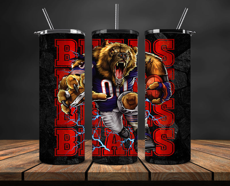 Chicago Bears Tumbler, Bears Logo Tumbler,NFL Season 2025, Design 97