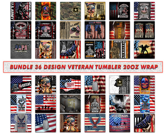 Bundle 36 Design Veteran Military Tumbler, Veterans Day Tumbler , Veteran Tumbler Wrap 37