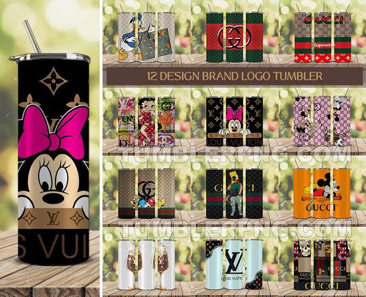 Tumbler Wraps 20 oz, Fashion Luxury Logo Tumbler Wrap Png Bundle, Logo Brand Tumbler , Logo Fashion , Skinny 20oz Sublimation , Tumbler Wrap Bundle Designs 05