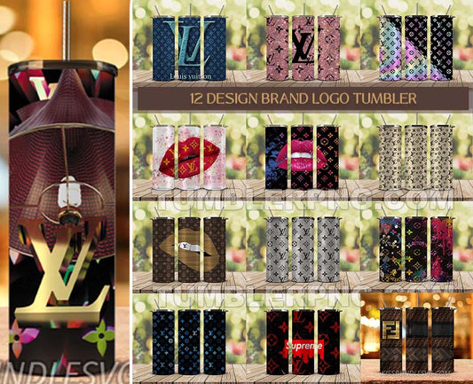 Tumbler Wraps 20 oz, Fashion Luxury Logo Tumbler Wrap Png Bundle, Logo Brand Tumbler , Logo Fashion , Skinny 20oz Sublimation , Tumbler Wrap Bundle Designs 01 Tumblerpng